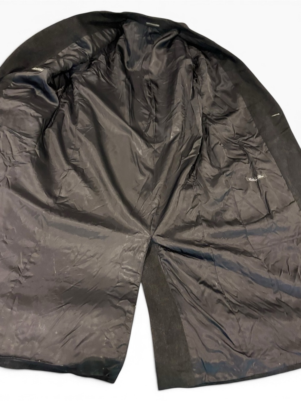 Vintage Mark Shale Long Overcoat Black Cashmere Wool Luxury Top Coat Men’s 46L - Picture 4 of 9